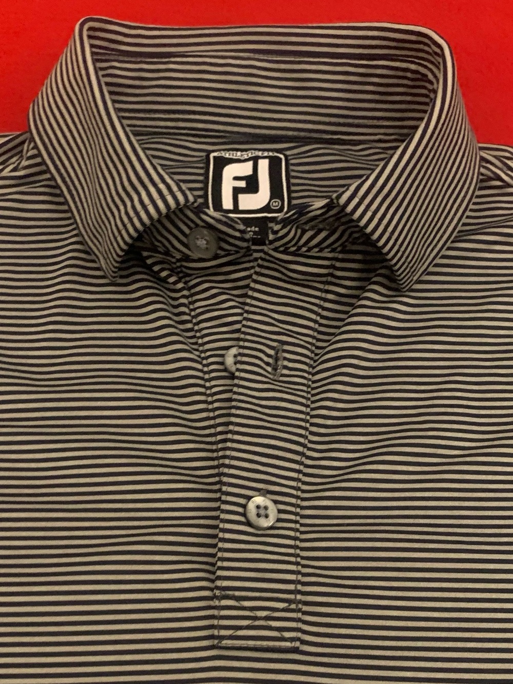 FOOTJOY Athletic Fit 3 Button Striped Golf Polo